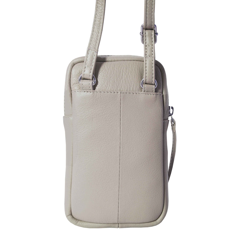 'LEO' Beige Nappa Real Leather Crossbody Mobile Phone Bag