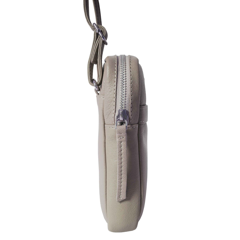 'LEO' Beige Nappa Real Leather Crossbody Mobile Phone Bag