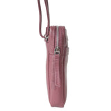 'LEO' Carmine Pink Nappa Real Leather Crossbody Mobile Phone Bag