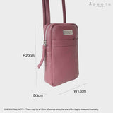 'LEO' Carmine Pink Nappa Real Leather Crossbody Mobile Phone Bag