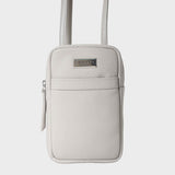 'LEO' Ice Grey Nappa Real Leather Crossbody Mobile Phone Bag