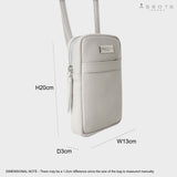 'LEO' Ice Grey Nappa Real Leather Crossbody Mobile Phone Bag