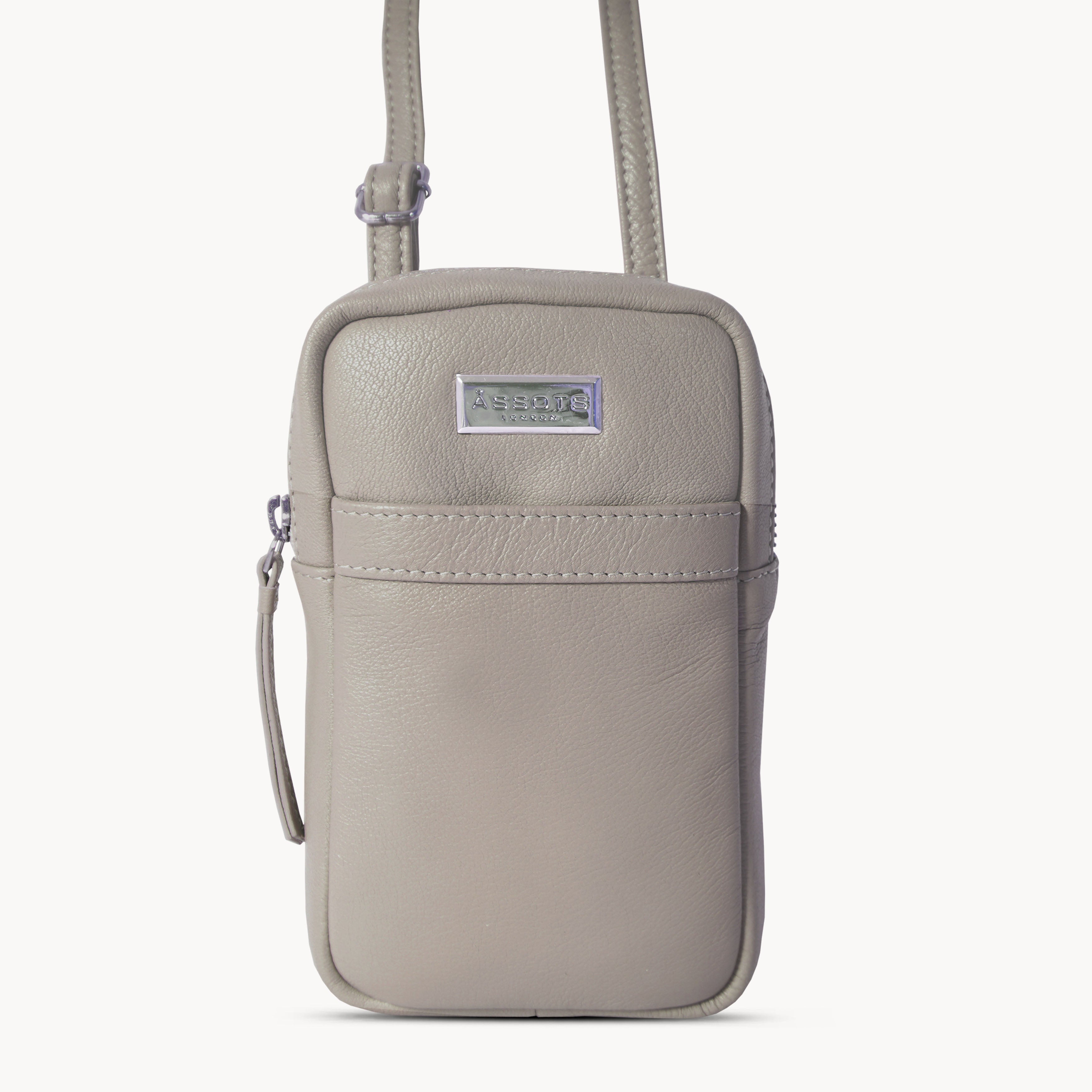 'LEO' Beige Nappa Real Leather Crossbody Mobile Phone Bag