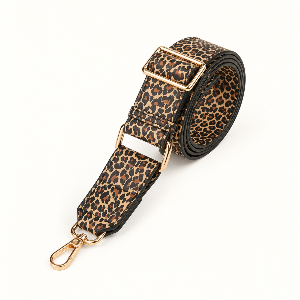 Leopard Print Leather Bag Strap