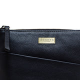 'LINBY' Black Pebble Grain Leather Crossbody Bag