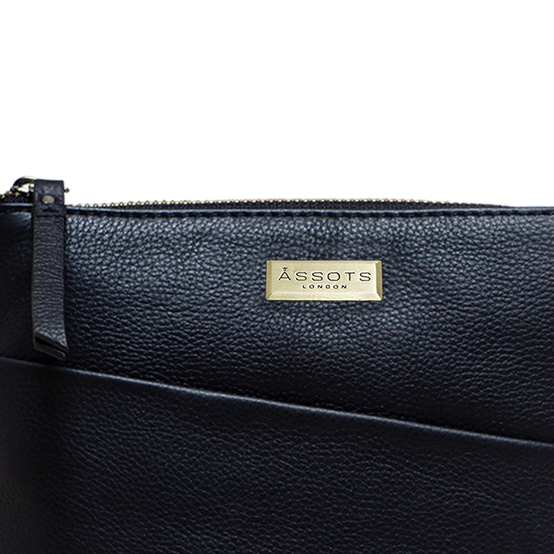 'LINBY' Black Pebble Grain Leather Crossbody Bag