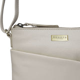 'LINBY' Cream Pebble Grain Leather Crossbody Bag