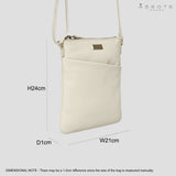 'LINBY' Cream Pebble Grain Leather Crossbody Bag