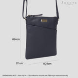 'LINBY' Navy Blue Pebble Grain Leather Crossbody Bag