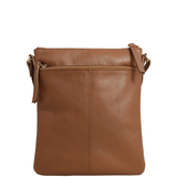 'LINBY' Dark Tan Pebble Grain Leather Crossbody Sling Bag