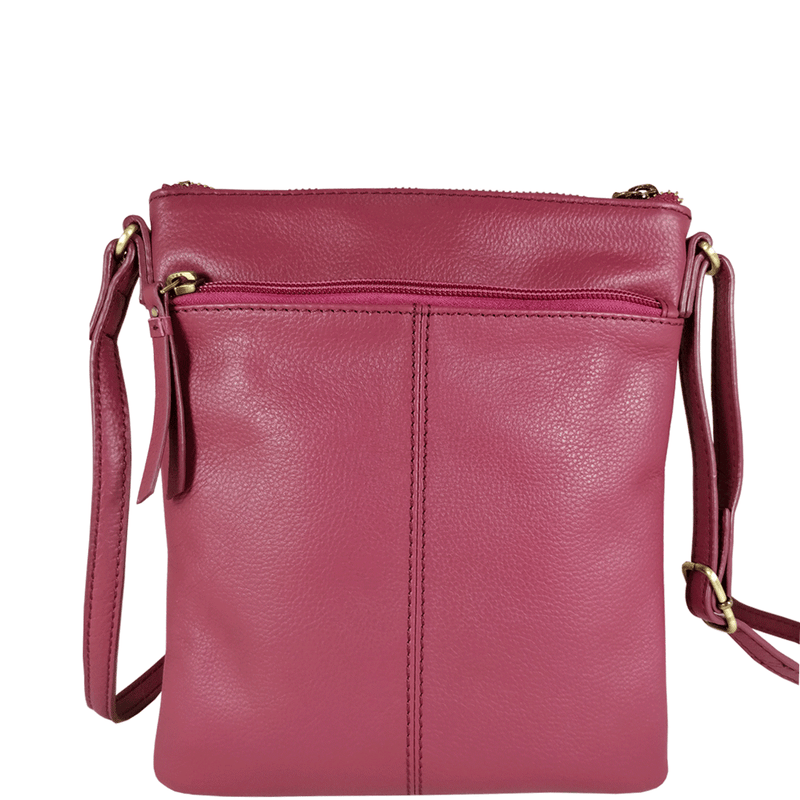 'LINBY' Carmine Pink Pebble Grain Leather Crossbody Sling Bag
