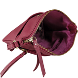'LINBY' Carmine Pink Pebble Grain Leather Crossbody Sling Bag