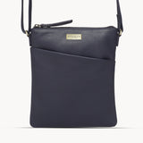 'LINBY' BLUE NAVY Pebble Grain Leather Crossbody Bag