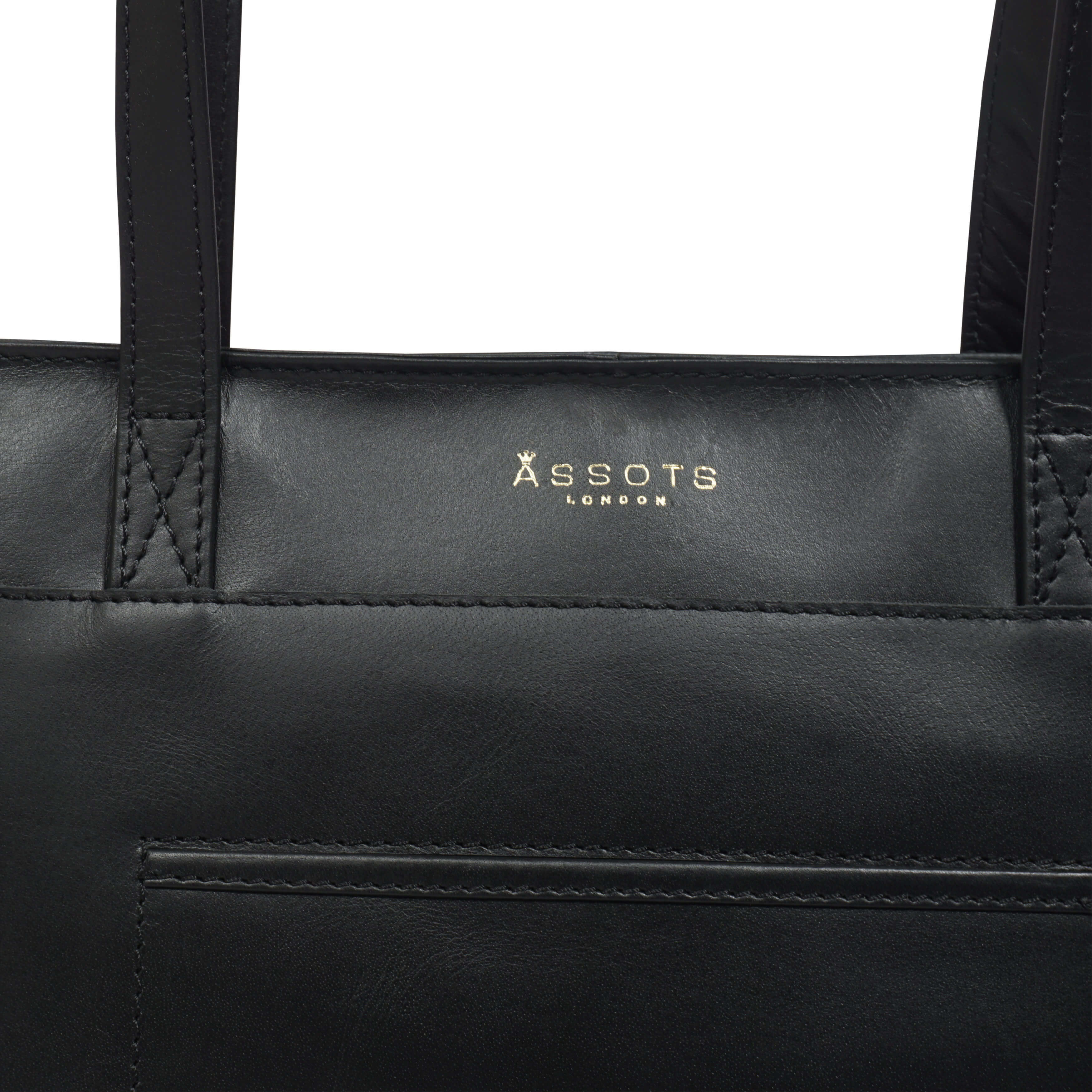 'LINDA' Black Smooth Real Leather Unlined Tote Bag