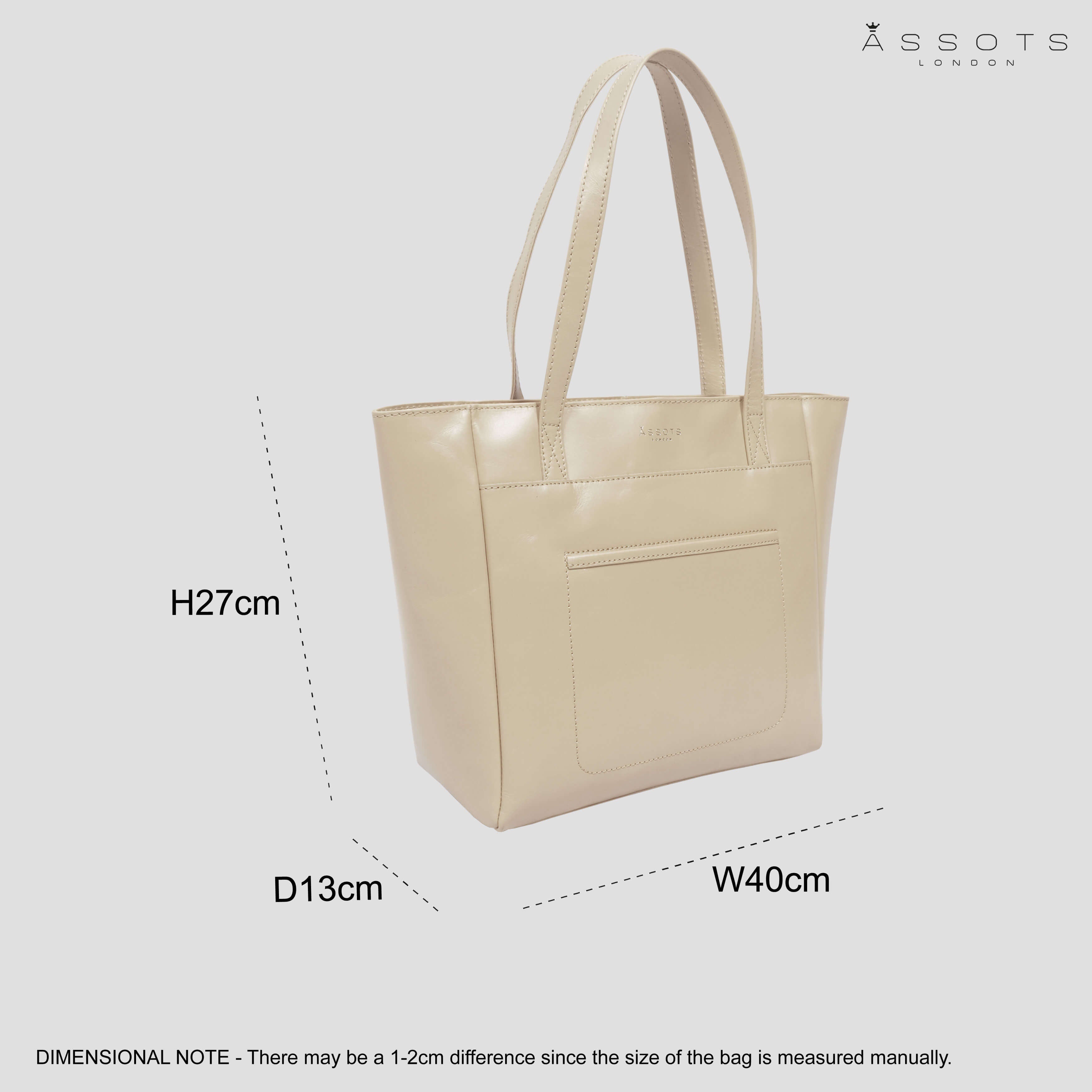 'LINDA' Nude Smooth Real Leather Unlined Tote Bag