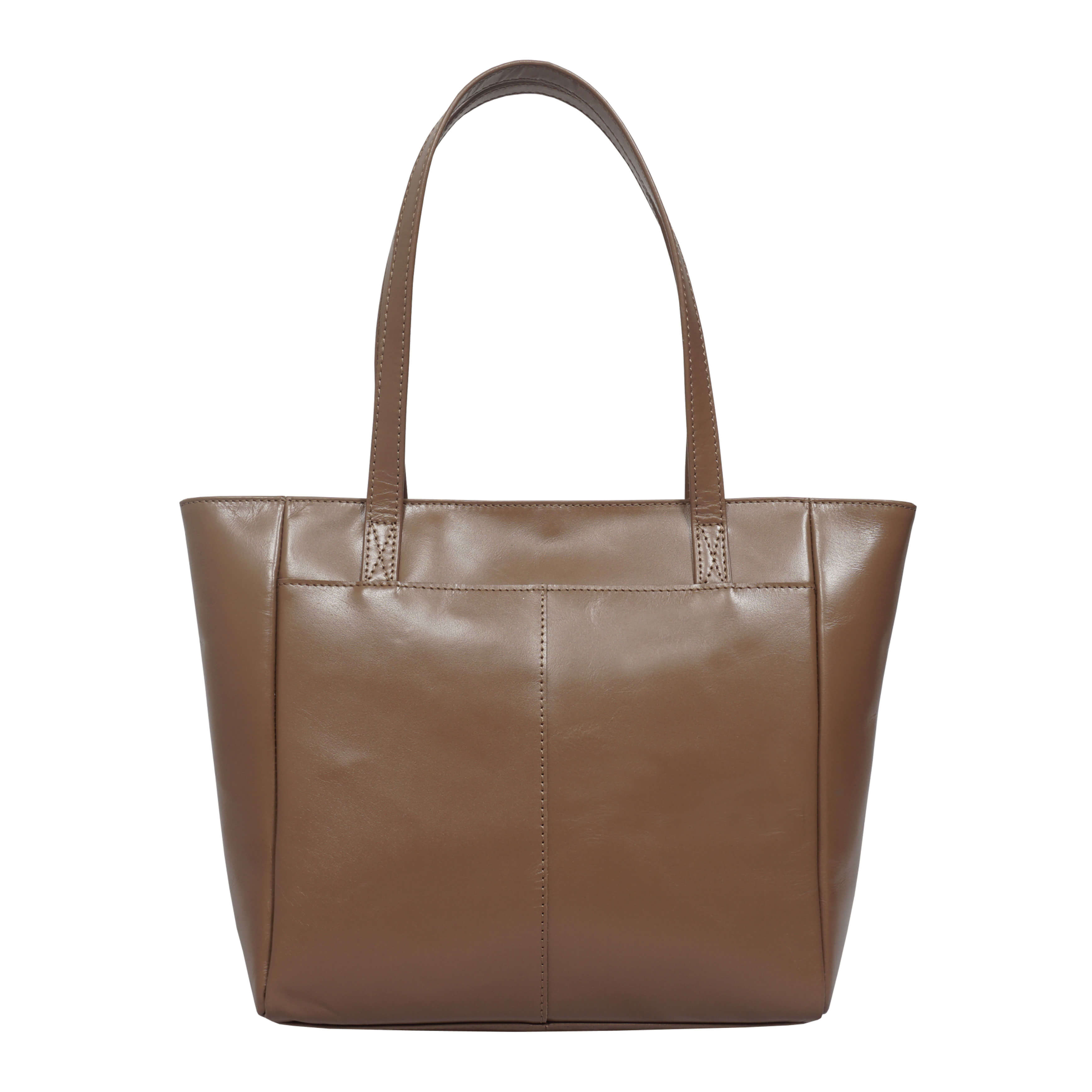 'LINDA' Tan Smooth Real Leather Unlined Tote Bag