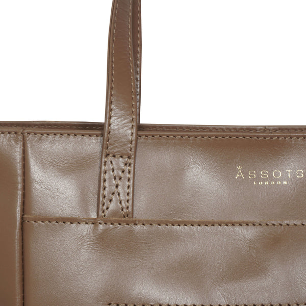 'LINDA' Tan Smooth Real Leather Unlined Tote Bag