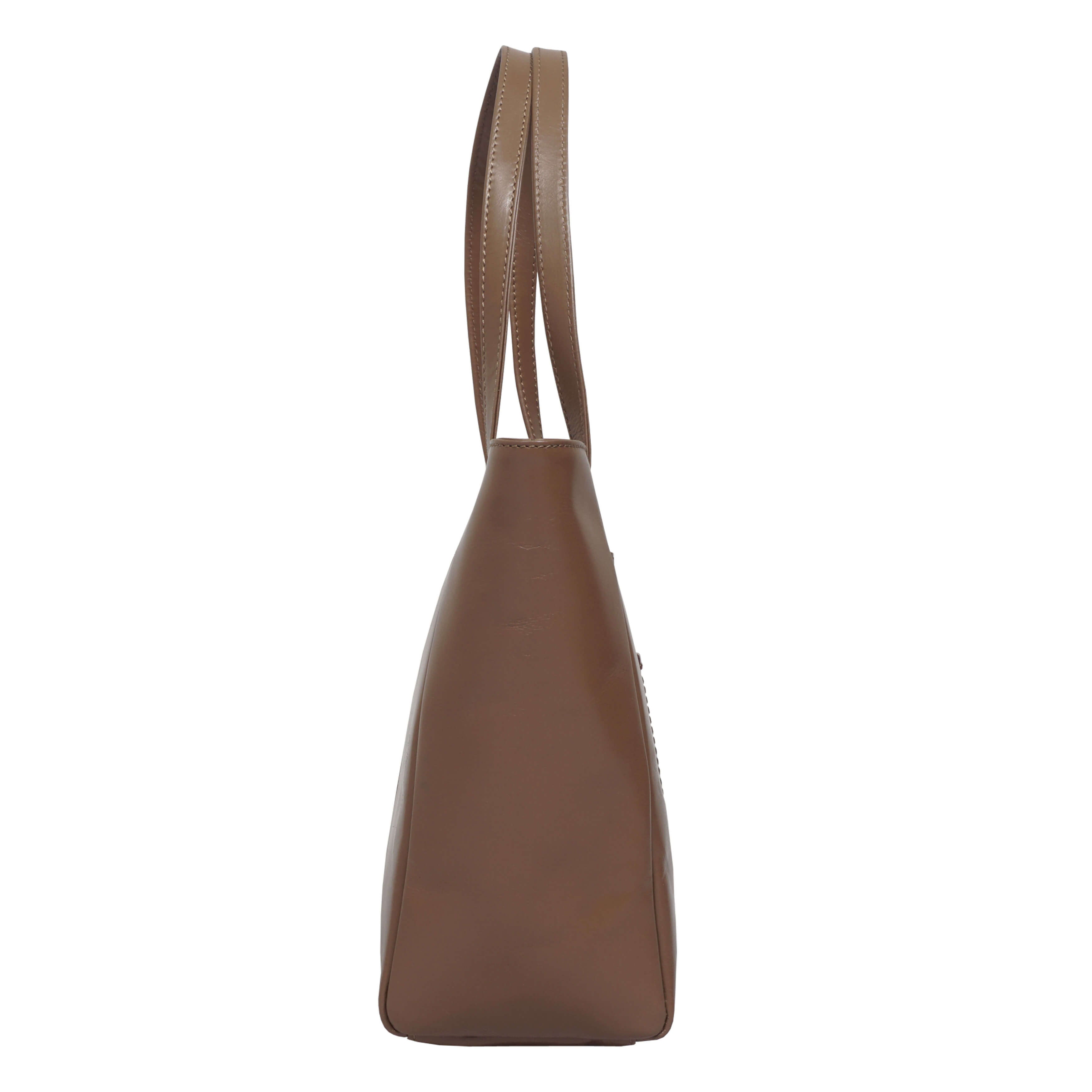 'LINDA' Tan Smooth Real Leather Unlined Tote Bag