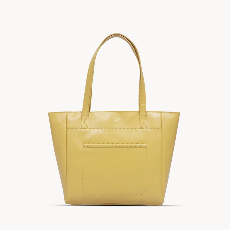 'LINDA' Mustard Smooth Real Leather Unlined Tote Bag