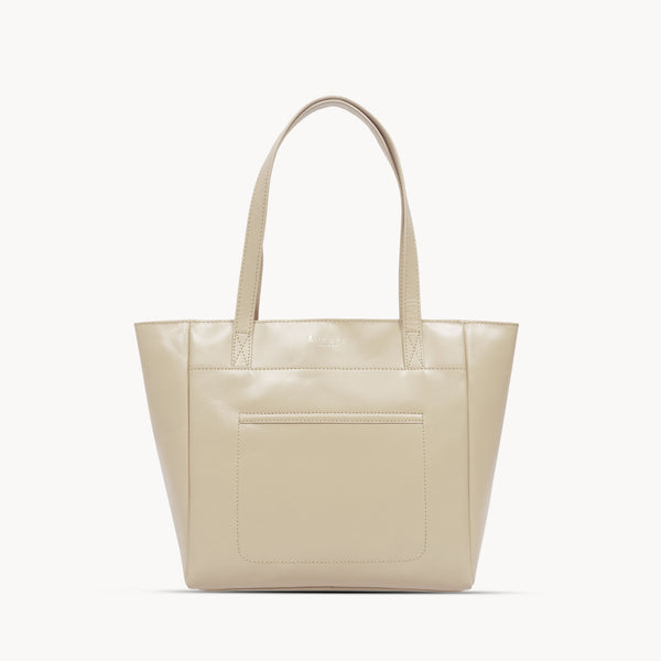'LINDA' Nude Smooth Real Leather Unlined Tote Bag