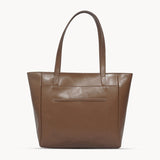 'LINDA' Tan Smooth Real Leather Unlined Tote Bag