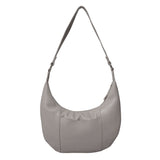 'LUNA' Ice Grey Pleated Real Leather Shoulder Hobo Bag
