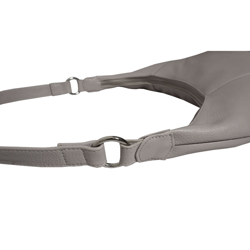 'LUNA' Ice Grey Pleated Real Leather Shoulder Hobo Bag