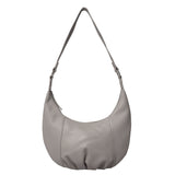'LUNA' Ice Grey Pleated Real Leather Shoulder Hobo Bag