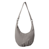 'LUNA' Ice Grey Pleated Real Leather Shoulder Hobo Bag