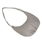 'LUNA' Ice Grey Pleated Real Leather Shoulder Hobo Bag