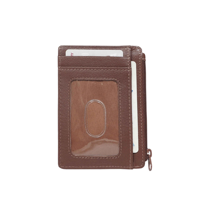 'LYNN' Brown Real Leather Slim Credit Cardholder Case