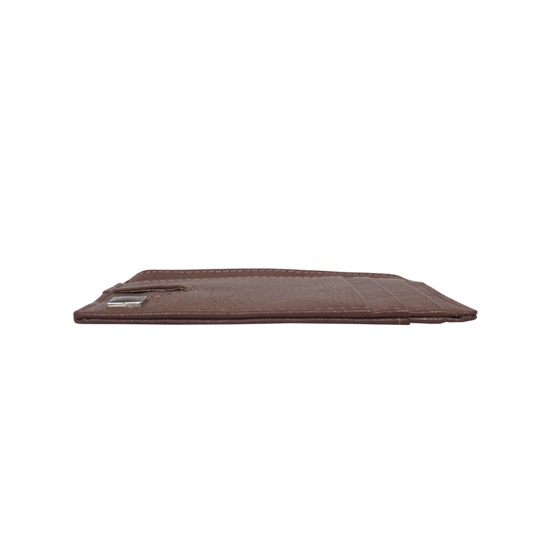 'LYNN' Brown Real Leather Slim Credit Cardholder Case