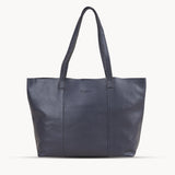 'MAISIE' Navy Real Pebble Grain Leather Unlined Tote Bag