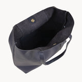 'MAISIE' Navy Real Pebble Grain Leather Unlined Tote Bag