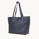 'MAISIE' Navy Real Pebble Grain Leather Unlined Tote Bag