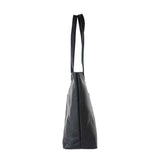 'MAISIE' Black Real Pebble Grain Leather Unlined Tote Bag