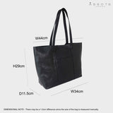 'MAISIE' Black Real Pebble Grain Leather Unlined Tote Bag