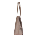 'MAISIE' Rose Gold Metallic Real Leather Shopper Tote Bag