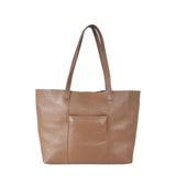 'MAISIE' Tan Real Pebble Grain Leather Shopper Tote Bag