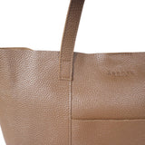 'MAISIE' Tan Real Pebble Grain Leather Shopper Tote Bag