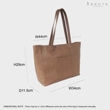 'MAISIE' Tan Real Pebble Grain Leather Shopper Tote Bag