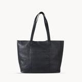 'MAISIE' Black Real Pebble Grain Leather Unlined Tote Bag