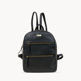 'MANOR' Black Full Grain Leather Zip-top Backpack