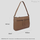 'MARDI' Tan Pebble Grain Soft Real Leather Shoulder Bag