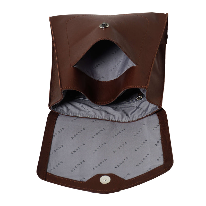 'Margaret' Brown Vintage Polished Leather Flap-over Backpack