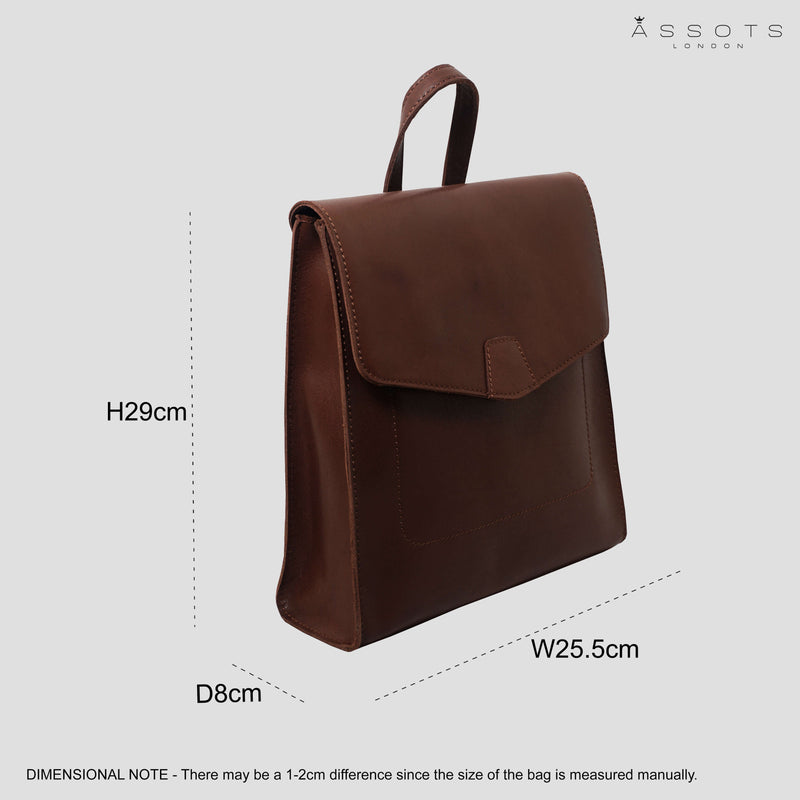 'Margaret' Brown Vintage Polished Leather Flap-over Backpack