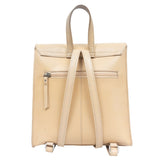 'Margaret' Nude Smooth Leather Flap Over Backpack