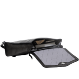 'MARGARET' Black Natural Grain Polished Leather Flap Over Backpack