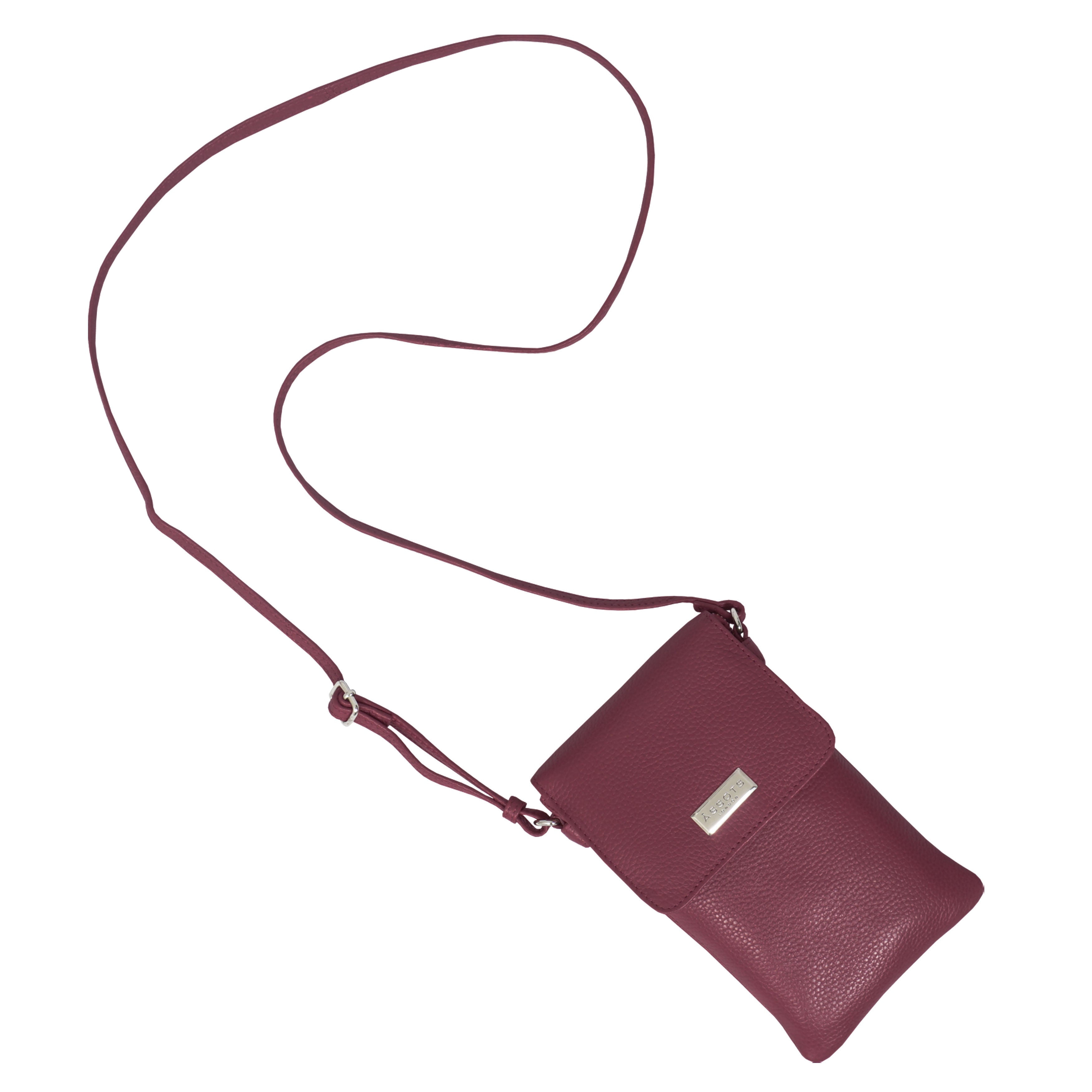 'MARIA' Pink Pebble Grain Real Leather Crossbody Phone Bag
