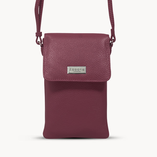 'MARIA' Pink Pebble Grain Real Leather Crossbody Phone Bag